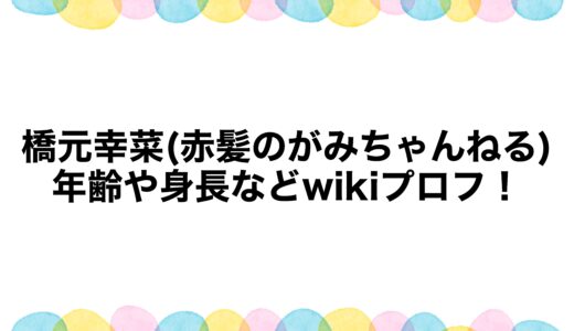 橋元幸菜(赤髪のがみちゃんねる)の年齢や身長などwikiプロフ！